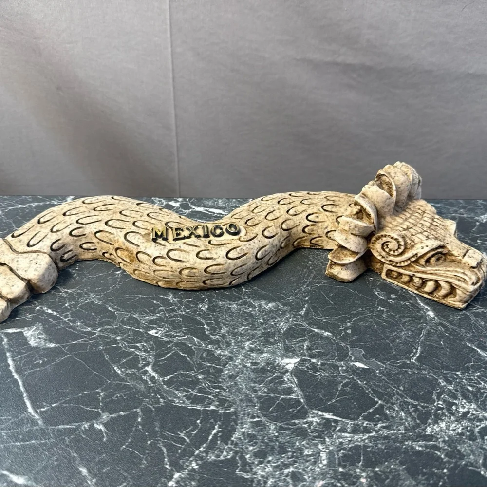 Vintage Aztec Serpent Statue Made Of Resin